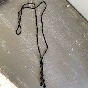 Black Rhinestone Long Elegant Statement Necklace